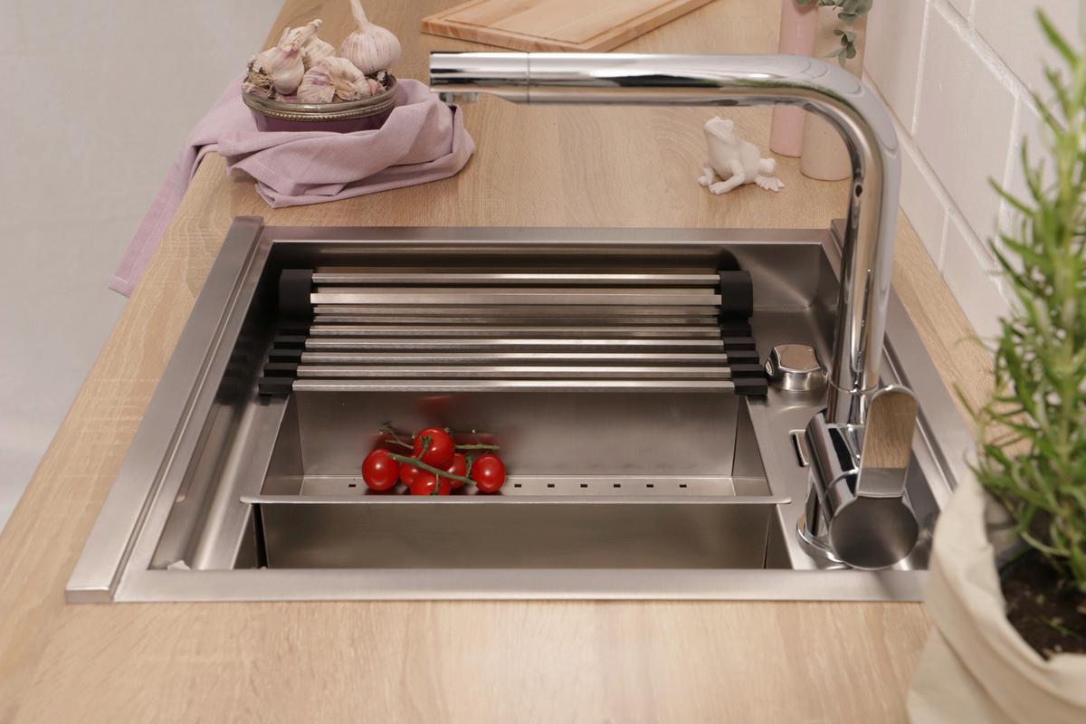 Spüle California Edelstahl 52x24,5 cm - Edelstahlfarben, Basics, Metall (52/24,5/50cm) - Respekta