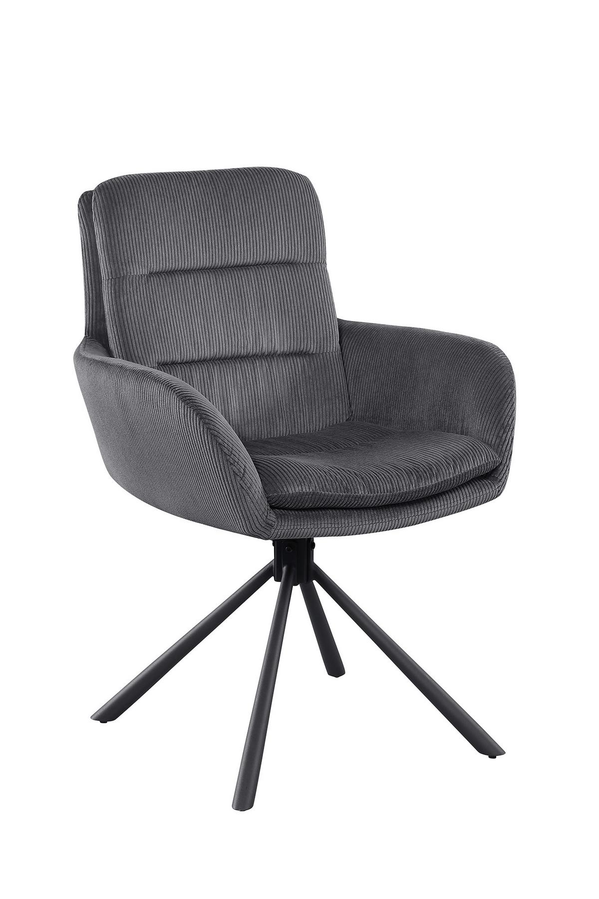 Armlehnstuhl Dunkelgrau B: 60cm - Dunkelgrau/Schwarz, MODERN, Textil/Metall (60/89/64cm) - Livetastic