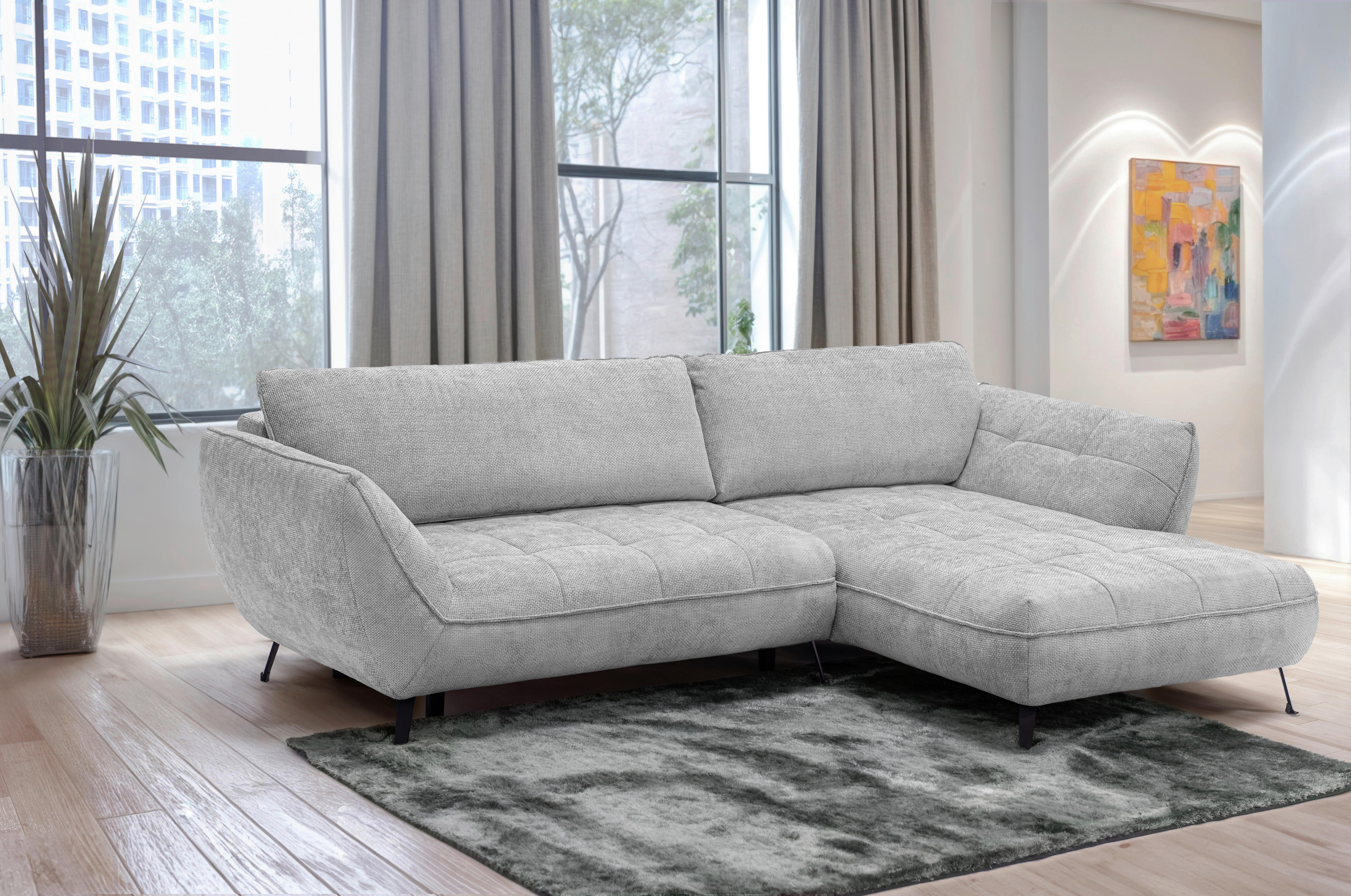 Ecksofa Samoa Hellgrau S: 282x187 cm - Hellgrau/Schwarz, Design, Textil (282/187cm) - Livetastic