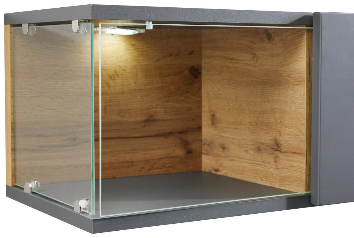 Wohnwand Modern 3 Tlg. Silk Wotaneiche Dekor/anthrazit - Eichefarben/Anthrazit, MODERN, Glas/Holzwerkstoff (240/150/40cm) - Livetastic