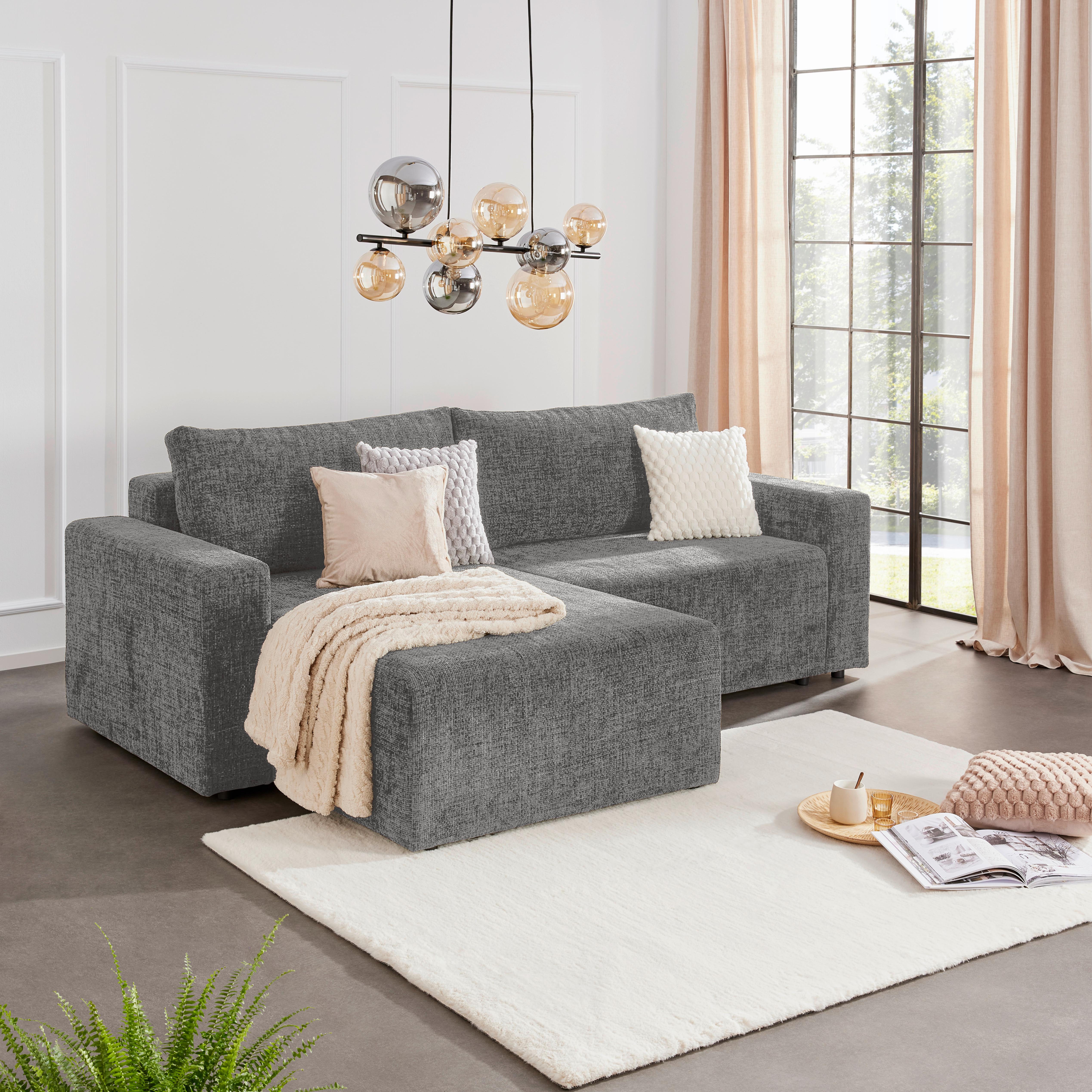 Ecksofa Dallas - Schlammfarben/Schwarz, MODERN, Holz/Kunststoff (173/258cm)