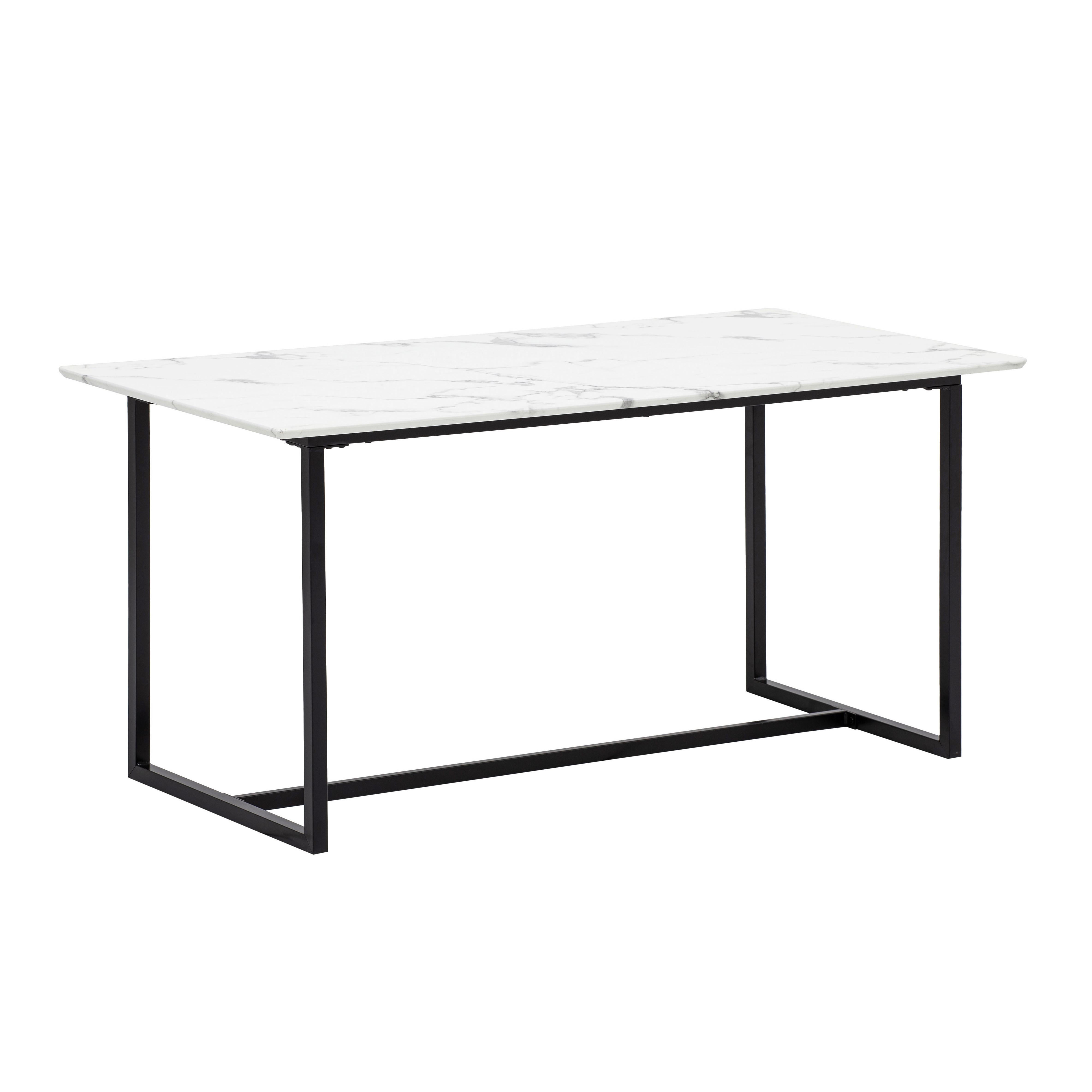 ESSTISCH Weiß L: 160 cm - Schwarz/Weiß, Design, Holzwerkstoff/Metall (160/80/76cm) - MID.YOU