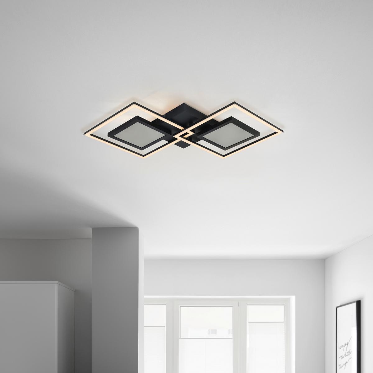 Stropní LED svítidlo Preceval, 74/42cm - černá, kov/plast (74/42/6cm) - Premium Living