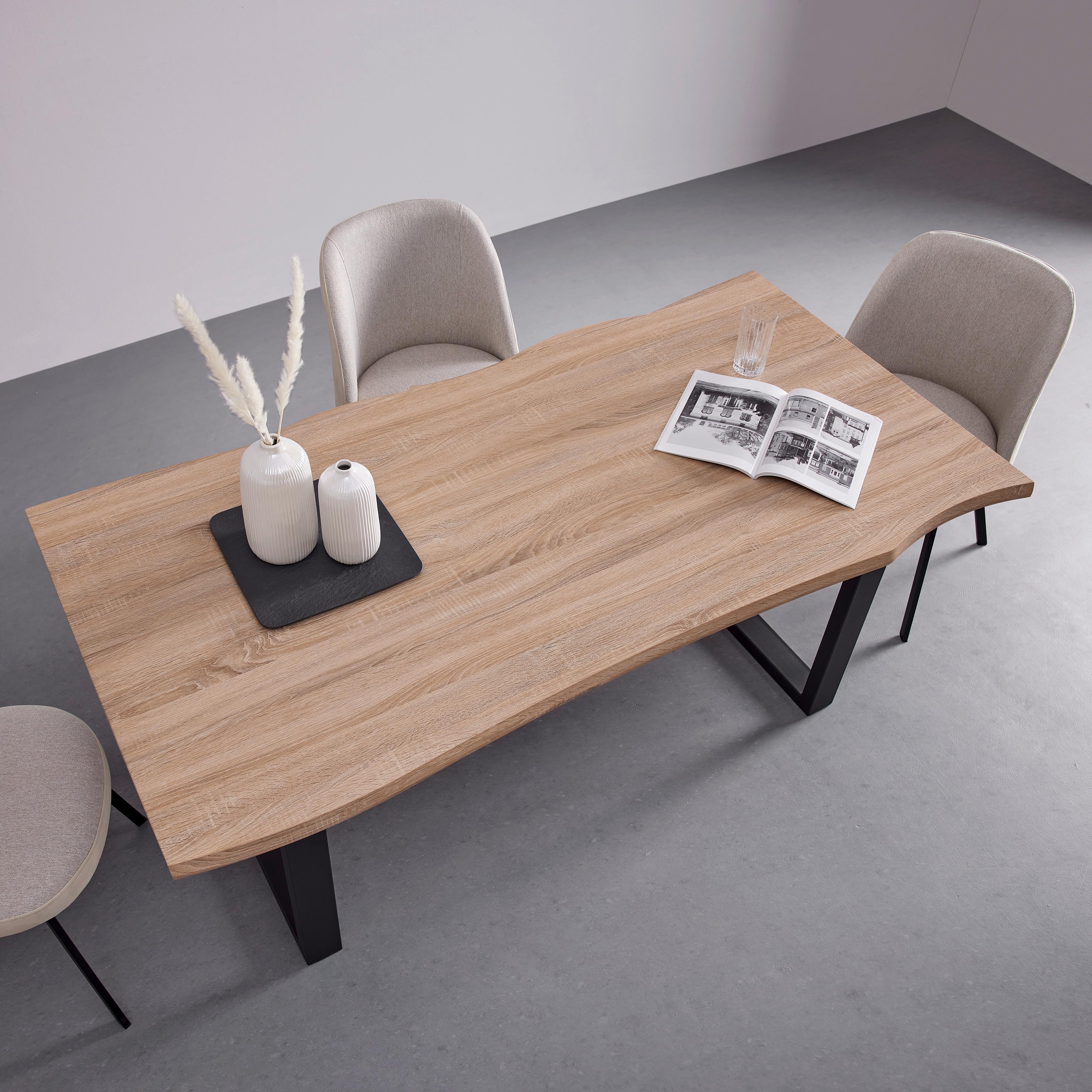 Jedálenský stôl ELICIA 180 - čierna/farba duba, Modern, kov (180/76/90cm) - Bessagi Home