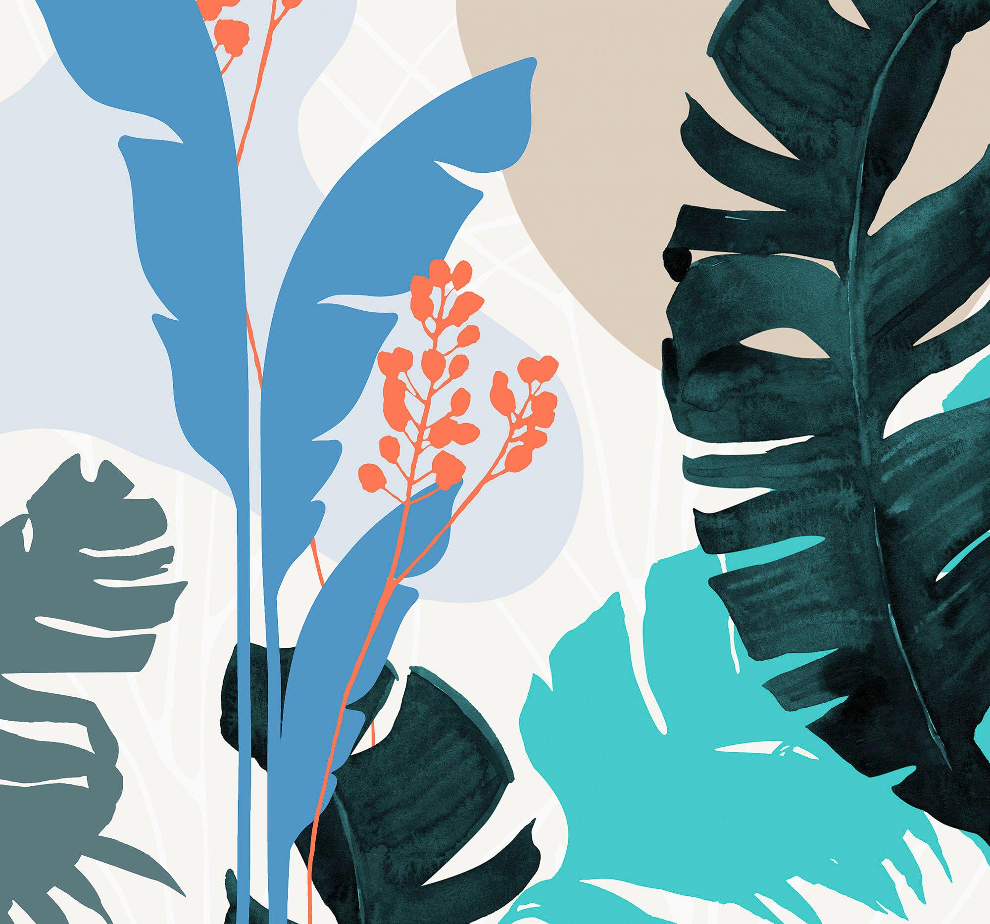 Fototapete Tropical Shapes - Multicolor, Trend, Papier (300/280cm) - Komar