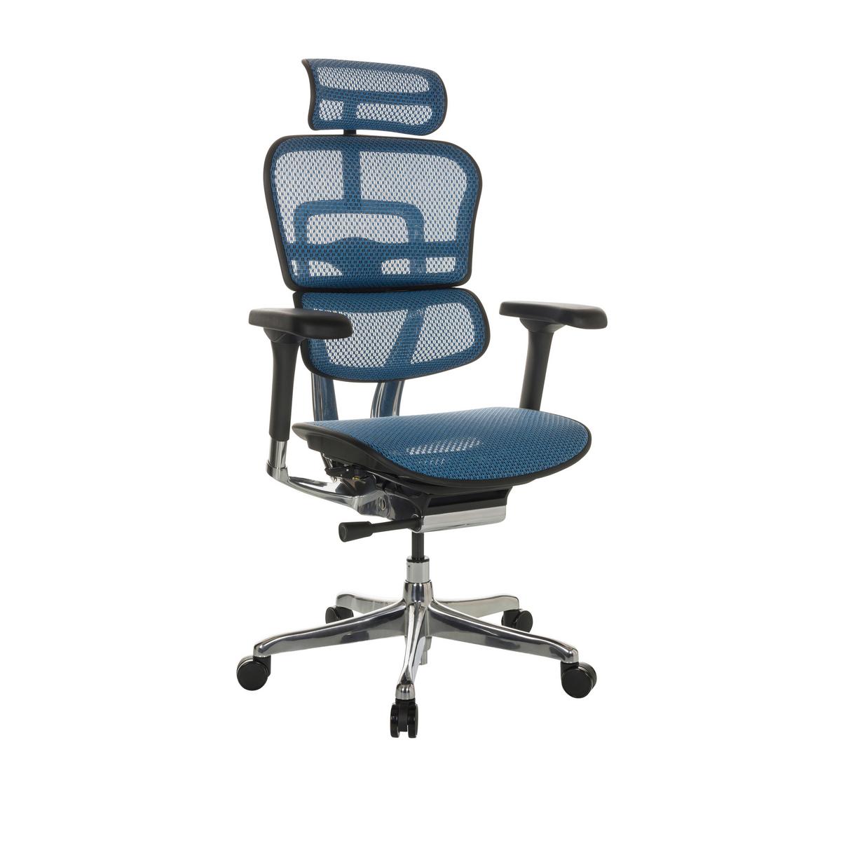 Drehstuhl Ergohuman I - Blau/Silberfarben, Basics, Kunststoff/Textil (69/119-144/65cm) - MID.YOU