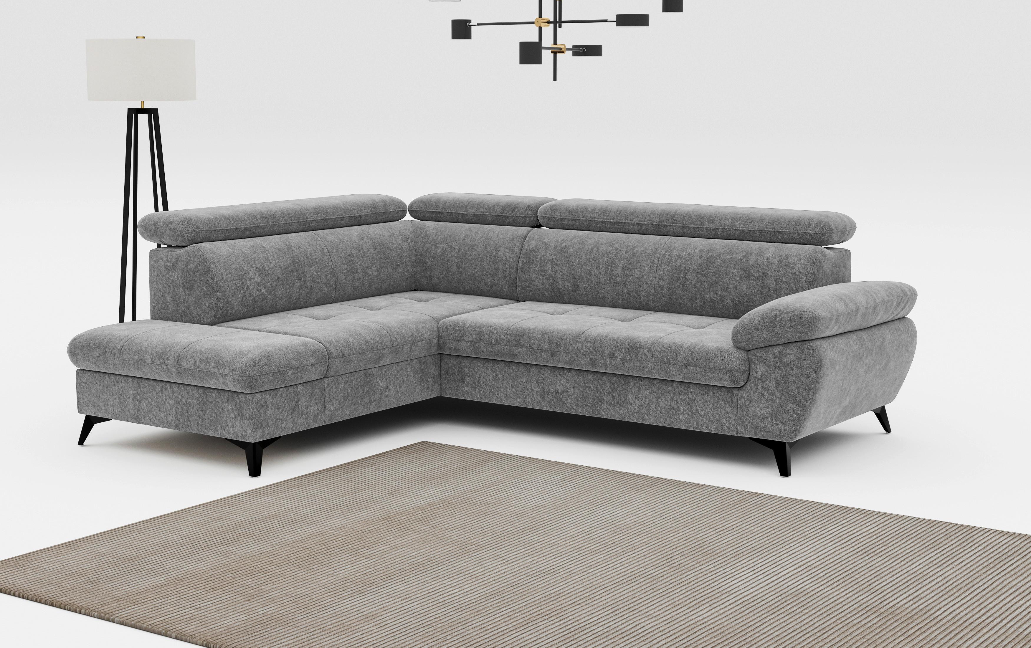 Ecksofa mit Bettkasten Hudson Grau 207x265cm - Dunkelgrau/Schwarz, Textil (207/265cm) - MID.YOU