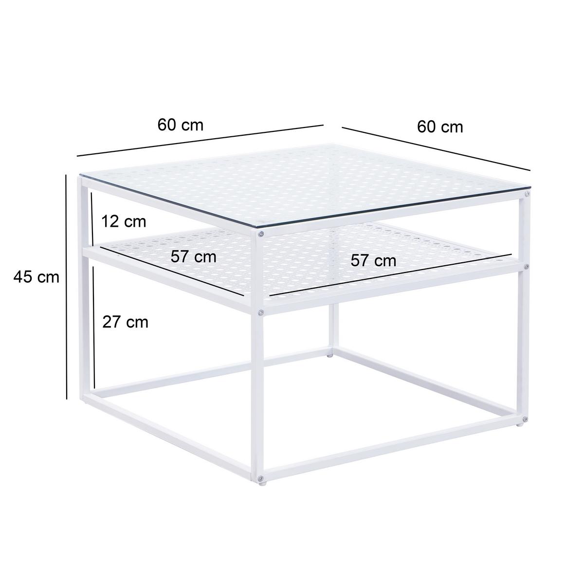 COUCHTISCH Weiß L: 60cm - Weiß, Design, Glas/Metall (60/60/45cm) - MID.YOU