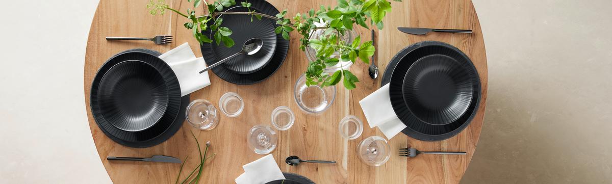 Jídelní souprava 12-dílná - černá, Moderní, keramika - Mömax
