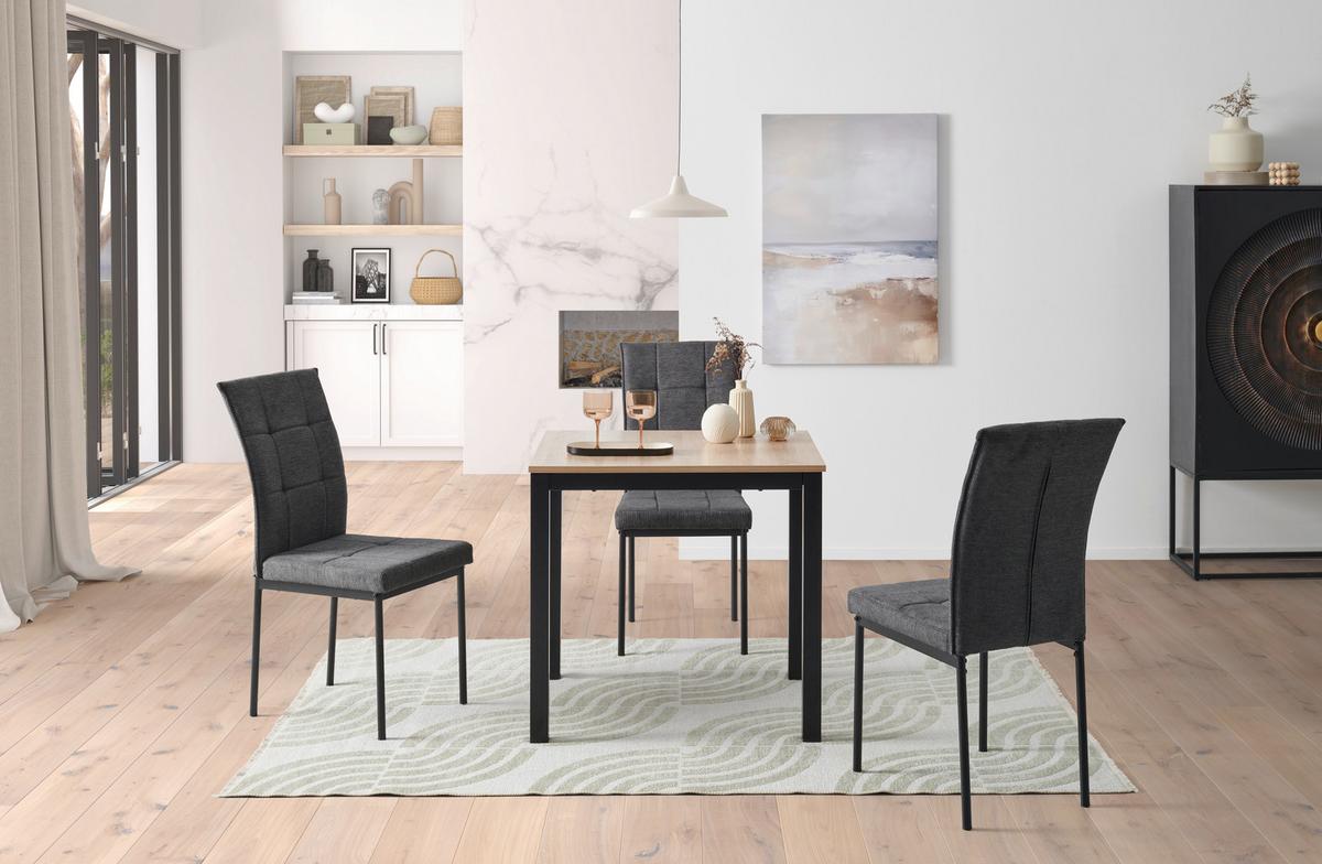Ausziehtisch Gina 80 cm Mdf Sonoma Dekor, B: 80-120 cm - Schwarz/Sonoma Eiche, KONVENTIONELL, Holzwerkstoff/Metall (80-120/76/70cm) - MID.YOU