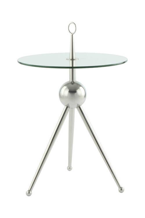 Beistelltisch mit Glasplatte Rund Ontario, Klar/Silber - Silberfarben, MODERN, Glas/Metall (46/46/52cm) - Kayoom