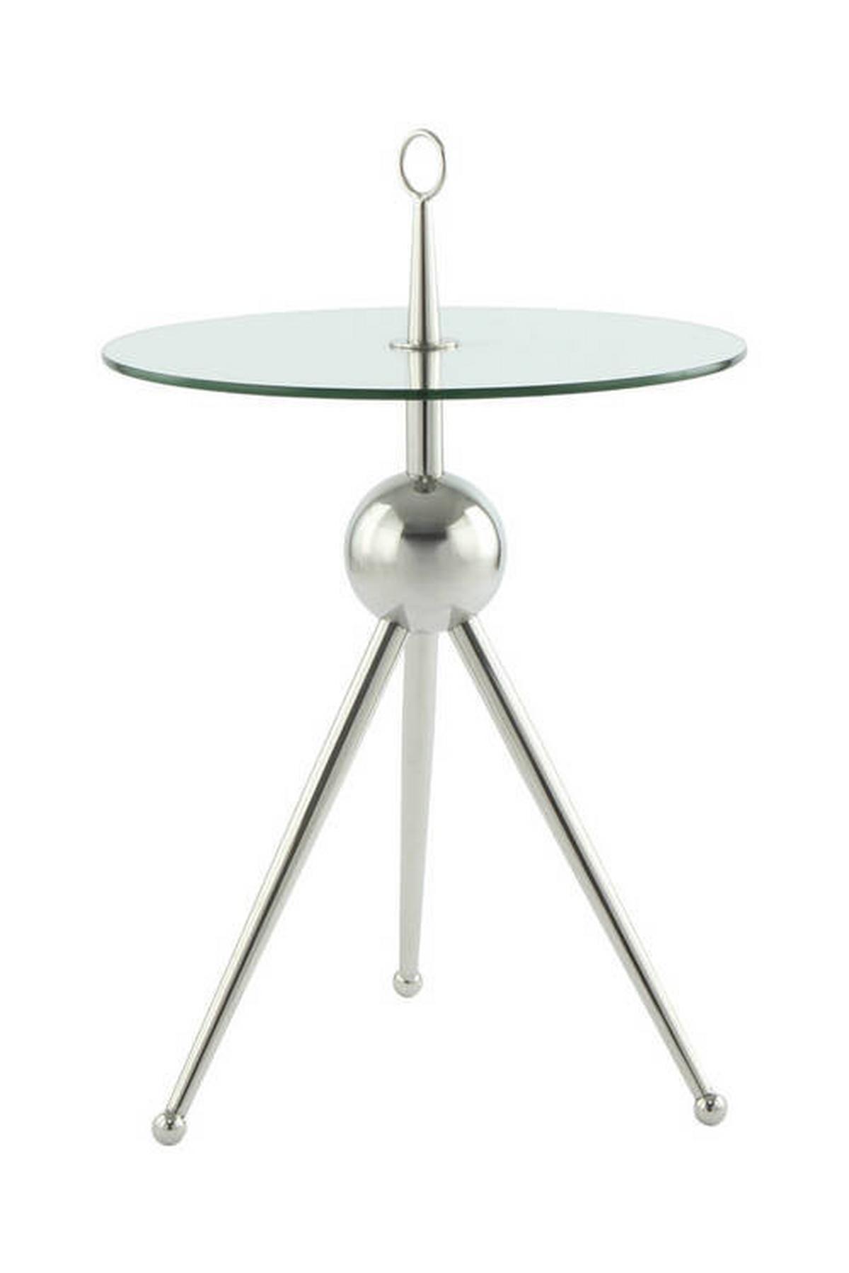Beistelltisch Mit Glasplatte Rund Ontario, Klar/silber - Silberfarben, MODERN, Glas/Metall (46/46/52cm) - Kayoom