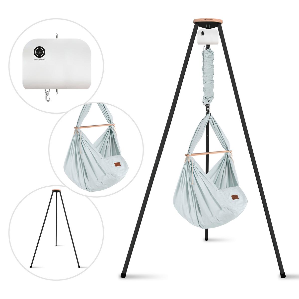 Federwiege Federwiegenset - Anthrazit/Hellgrau, Basics, Kunststoff/Textil (135/194/135cm) - SCHMUSEWOLKE