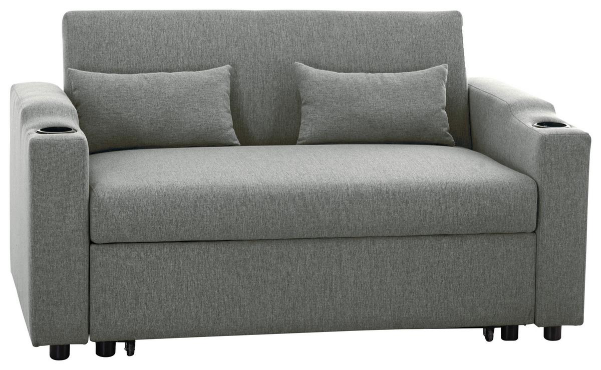 Schlafsofa Athen Dunkelgrau B: 150 cm - Dunkelgrau/Schwarz, Basics, Textil/Metall (150/91/85cm) - P & B