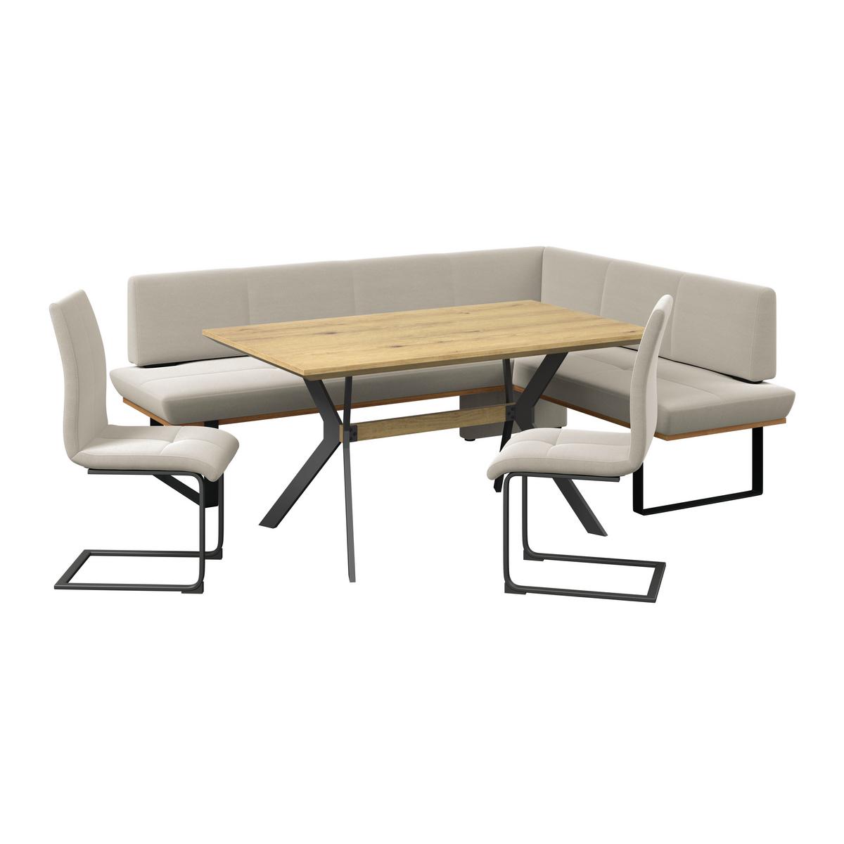 Eckbank Tistan Webstoff beige, S:225x175cm - Beige/Schwarz, MODERN, Holz/Textil (225/175cm) - James Wood
