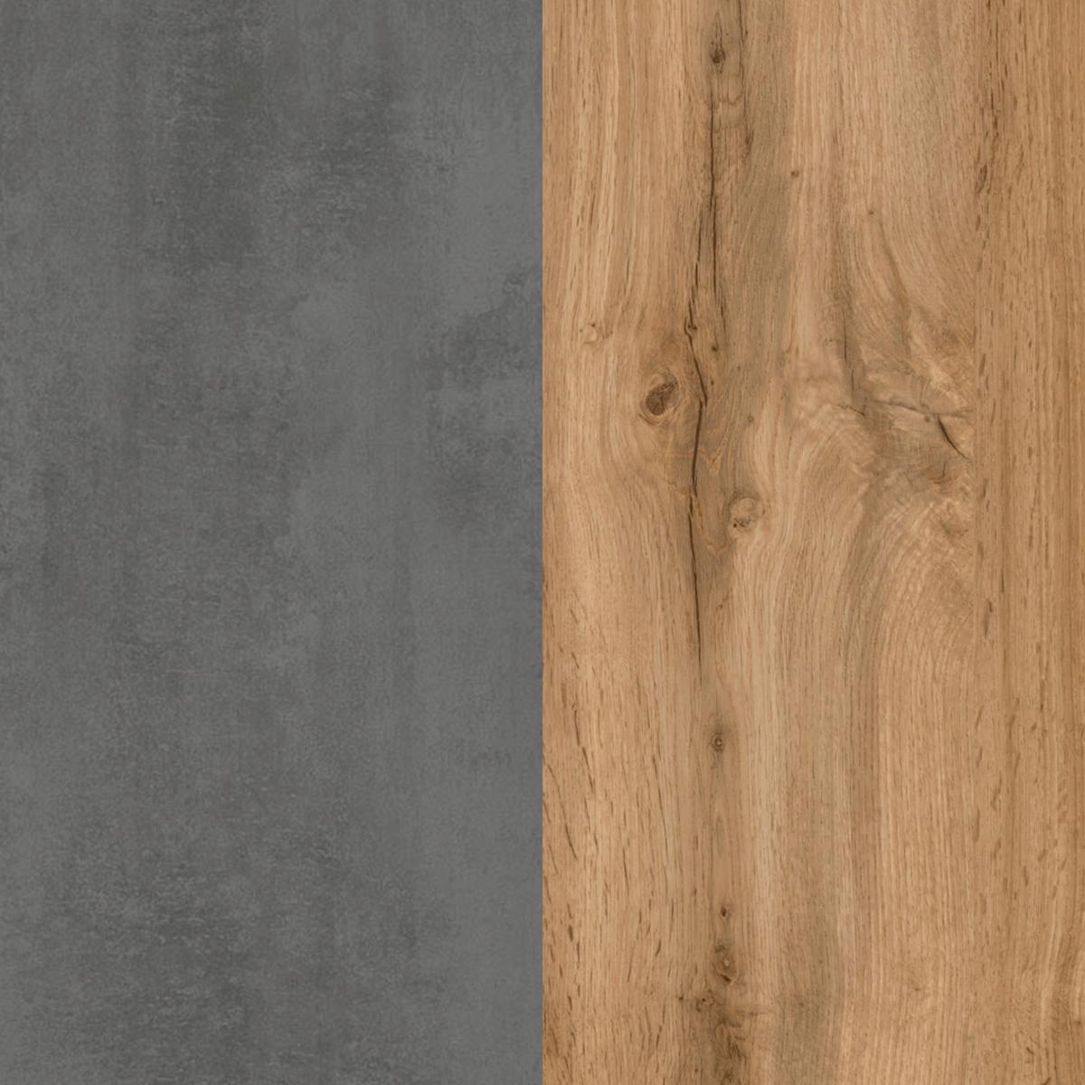 Badezimmer Hochschrank Varese BxH 65x180cm Grau/ Eiche Dekor - Eiche Wotan/Hellgrau, MODERN, Holzwerkstoff (65/180/35cm) - Held