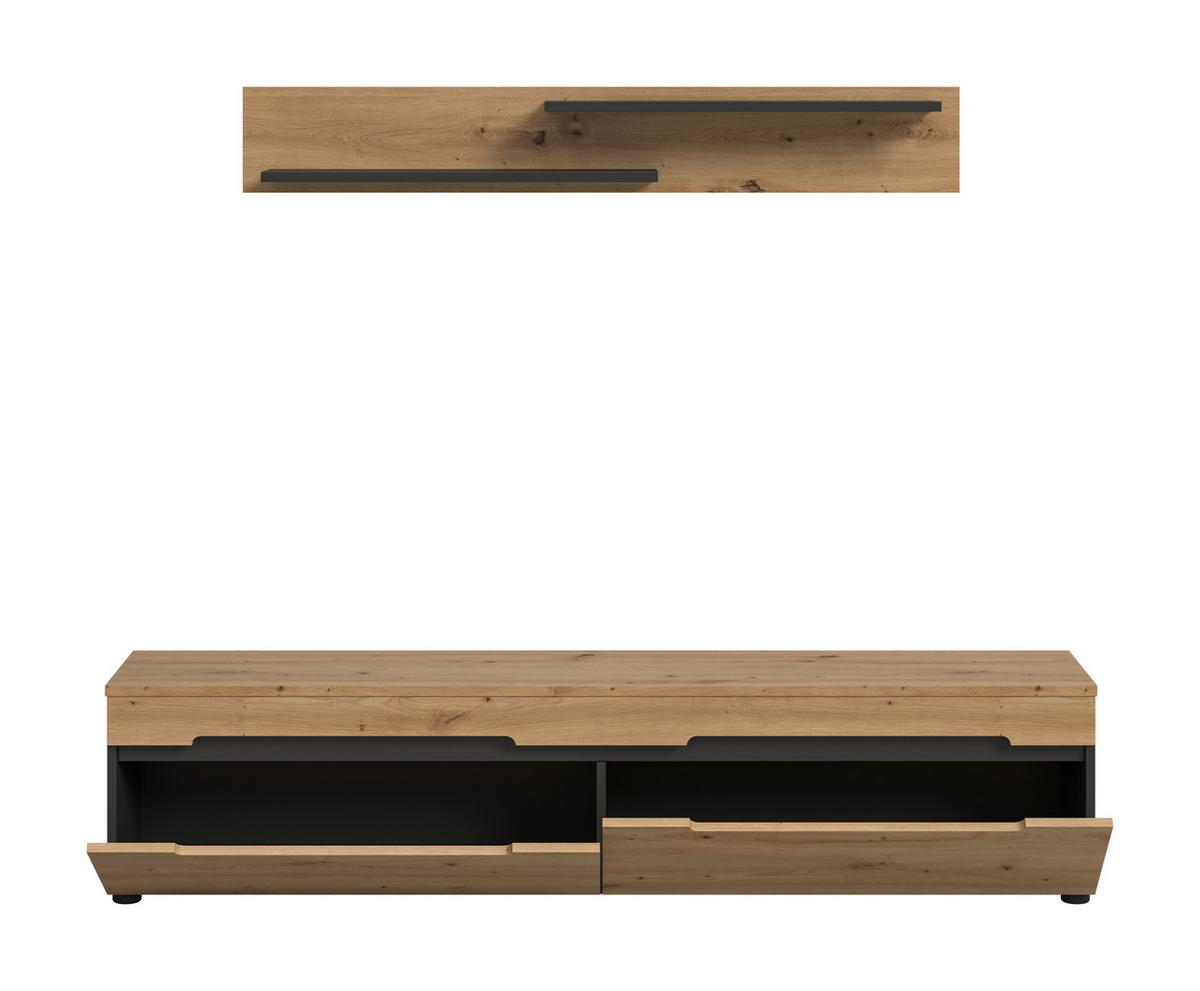 LOWBOARD Canu Eiche Dekor B: 170cm - Schwarz/Eiche Artisan, Design, Holzwerkstoff (170/38/33cm) - Livetastic