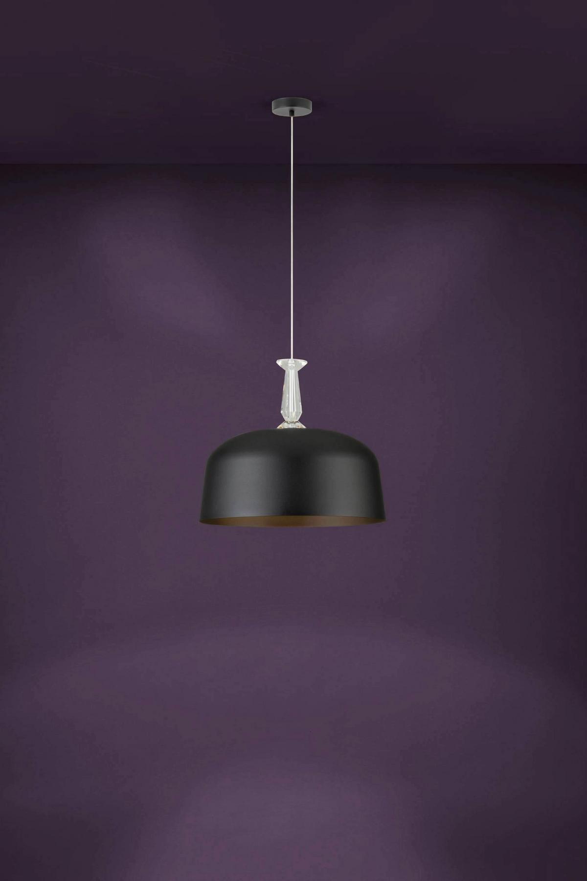 Hängeleuchte Monte Fuerte H: 110 cm 3-Flammig - Schwarz, KONVENTIONELL, Glas/Metall (48/110cm) - Eglo