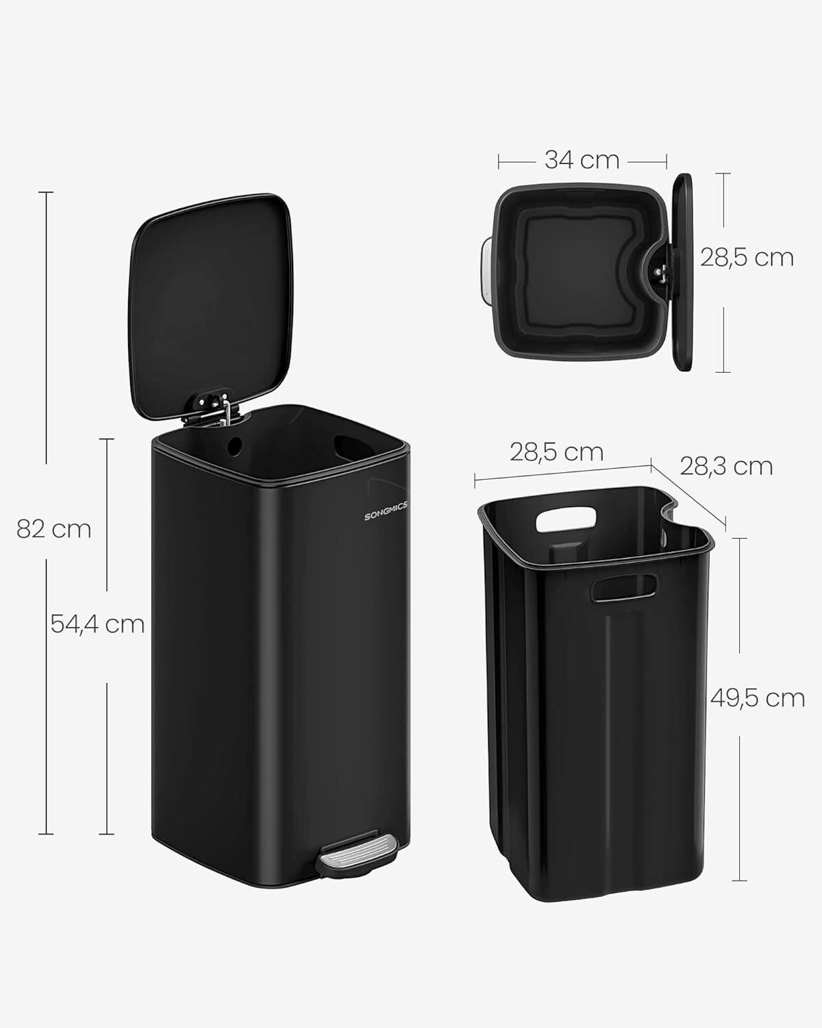 Abfallsammler Schwarz B: 28,5cm - Schwarz, Basics, Kunststoff/Metall (28,5/54,4/34cm)