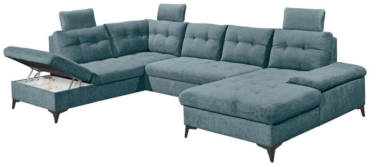 Wohnlandschaft Durban U Blau U: 218/324/170 Cm - Blau/Schwarz, KONVENTIONELL, Textil (218/324/170cm) - MID.YOU