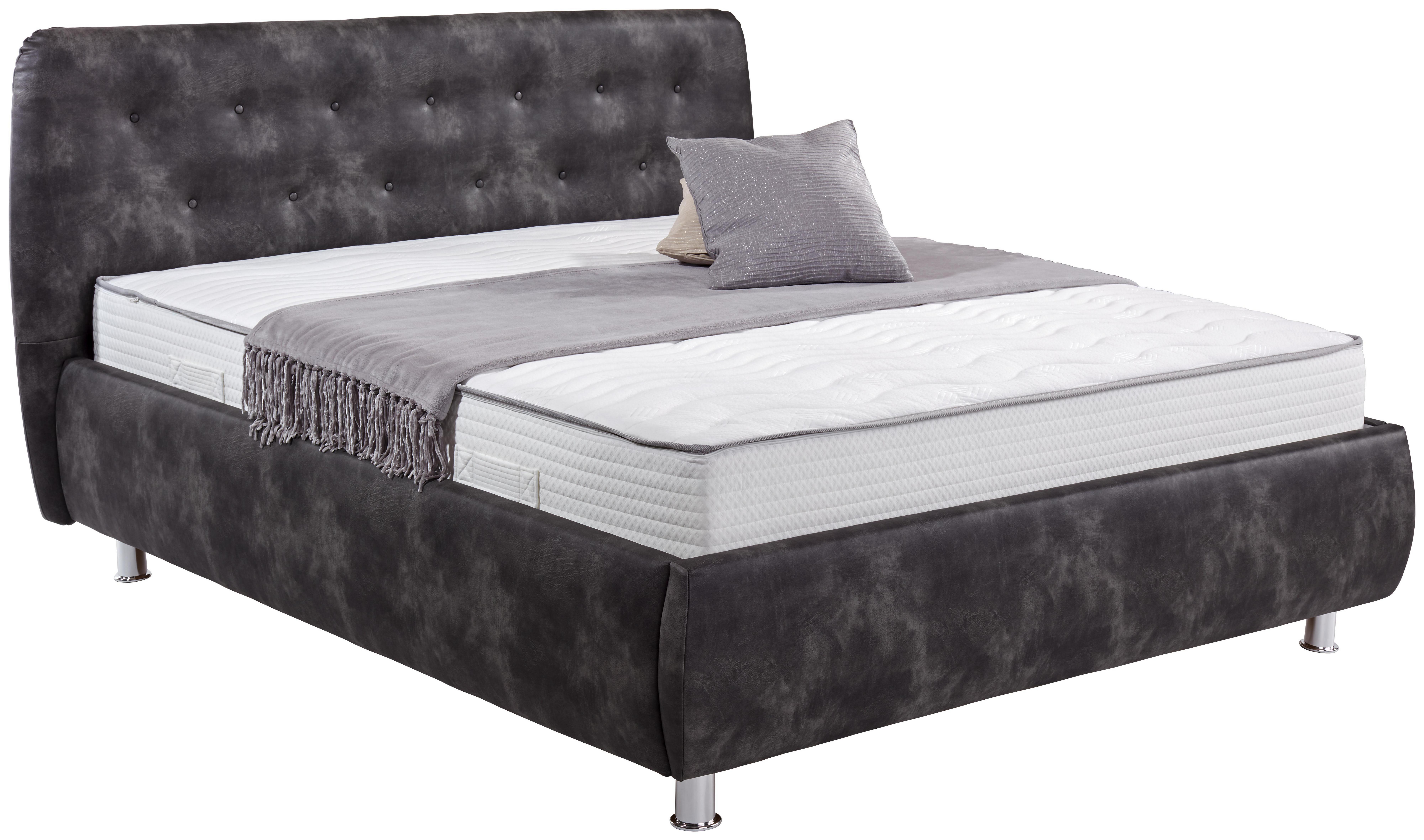 Boxspringbett Gasira 180x200 Grau - Silberfarben/Grau, KONVENTIONELL, Textil (180/200cm)
