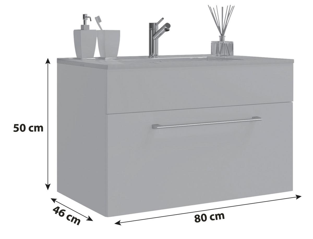 Mosdószekrény Mosdóval Badinos - fehér, Modern, faalapú anyag/kerámia (80cm) - MID.YOU