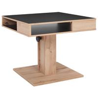 Couchtisch Höhenverstellbar Mit Ablagefach Belcanto - Wildeiche/Schwarz, Basics, Holzwerkstoff (65/52-77/65cm) - P & B