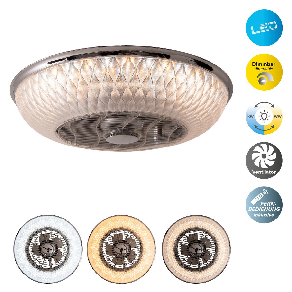 Led-deckenleuchte Ø 55 Cm Dimmbar Mit Fernbedienung - Weiß, Design, Kunststoff (55/20cm) - Näve