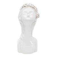 Vase Young Lady Roses Weiß, Goldfarben B: 10 cm - Goldfarben/Weiß, Basics, Keramik (10/26/14cm)