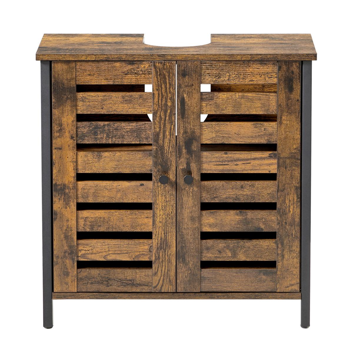 Waschbeckenunterschrank Washbasin Cabinet - Schwarz/Braun, MODERN, Holzwerkstoff/Metall (60/60/30cm) - MID.YOU