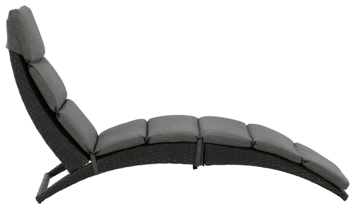 Sonnenliege Archie Kunststoff - Schwarz, KONVENTIONELL, Kunststoff (64/84/158cm) - Gardenson