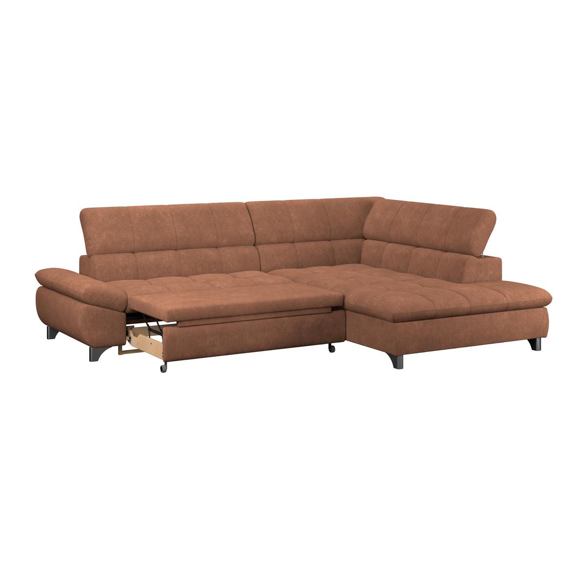 Ecksofa  Gemini Rotbraun, B: 312cm - Chromfarben/Rotbraun, KONVENTIONELL, Textil (312/234cm)