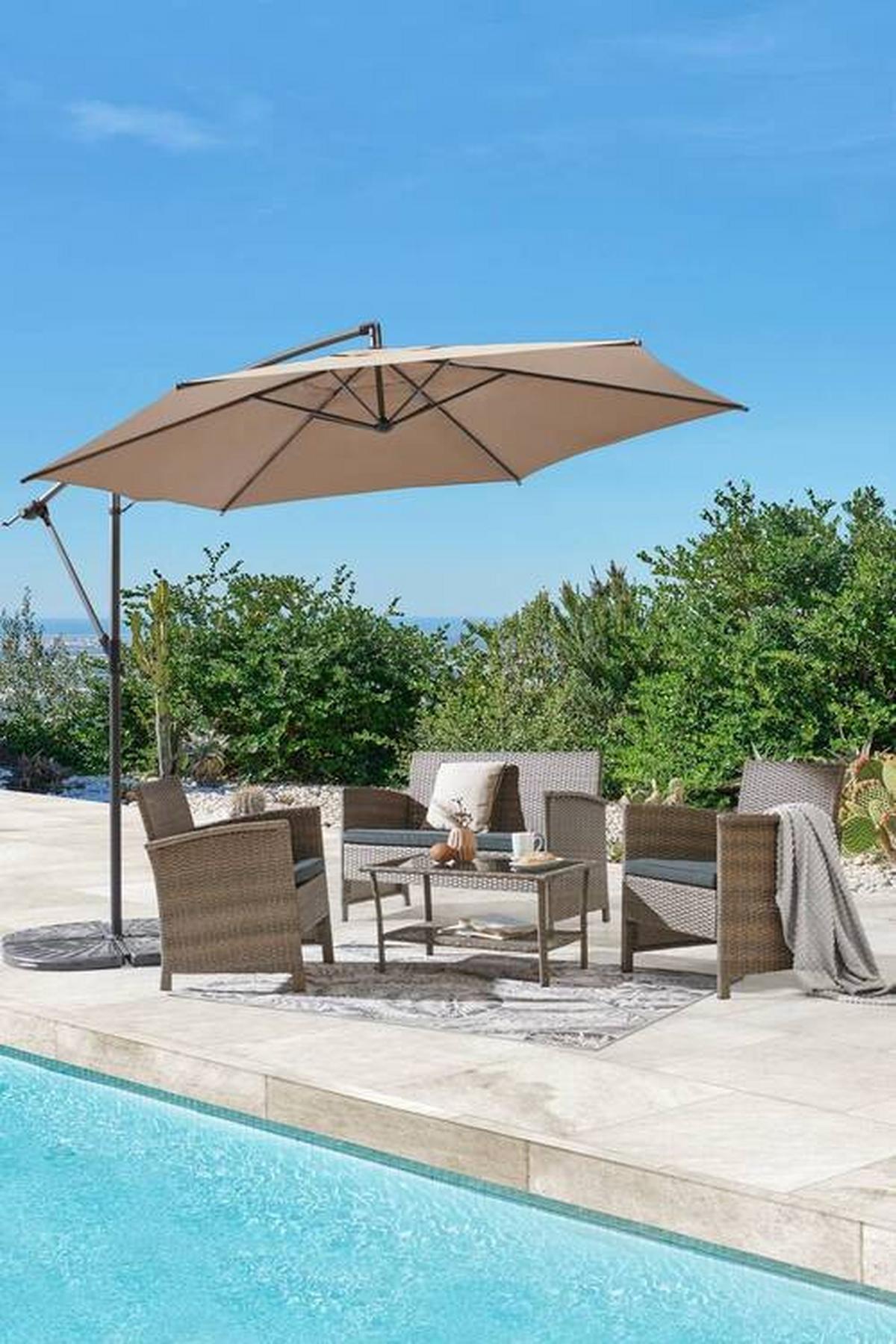 Ampelschirm Exellent BxHxT: 300x300x248 cm Taupe - Taupe/Anthrazit, MODERN, Textil/Metall (300/300/248cm) - Beldano