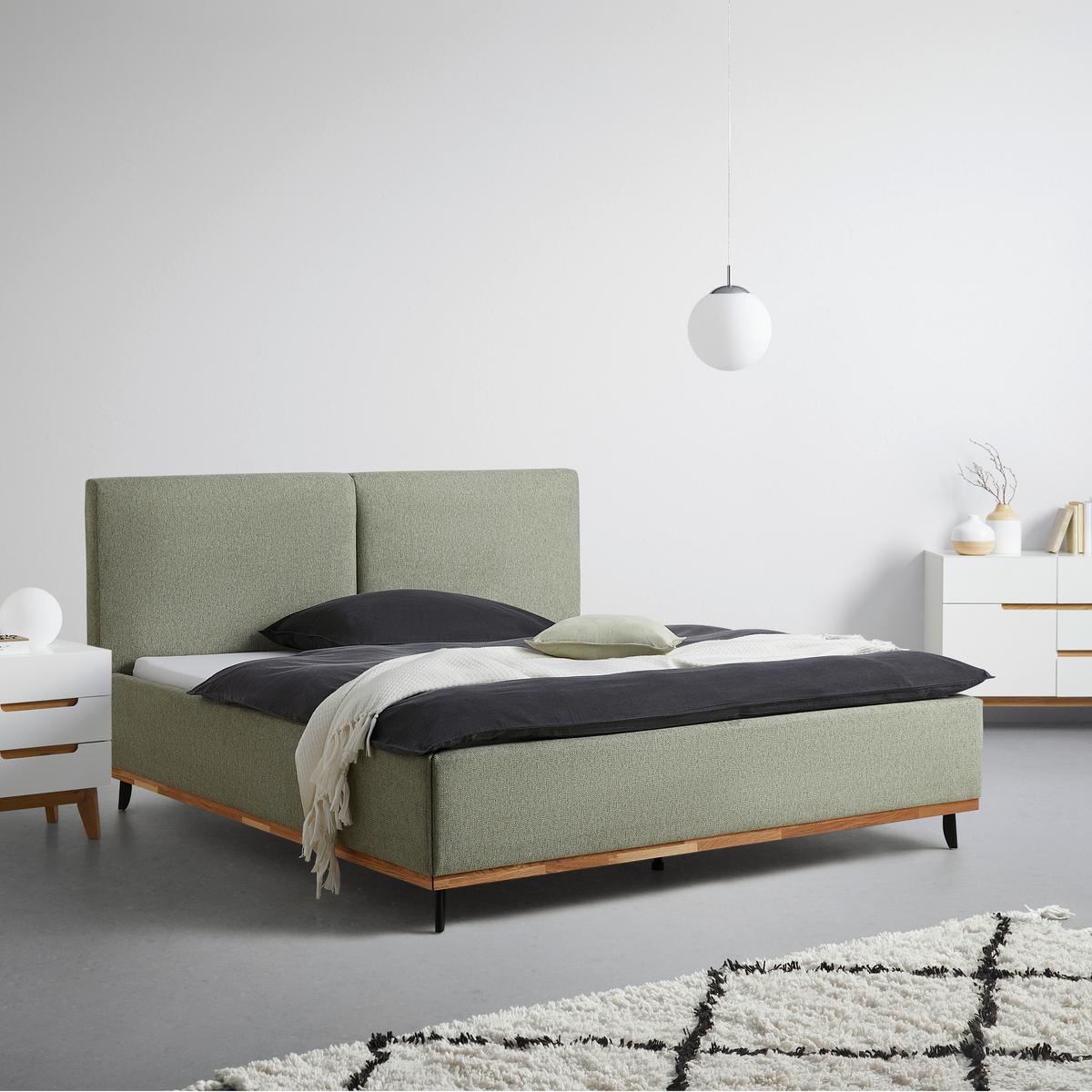 POSTEĽ EMILY - čierna/zelená, Konventionell, kompozitné drevo/textil (180/200cm) - Premium Living