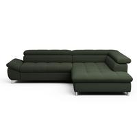 Rohová sedačka GEMINI, pravá, tmavozelená ženilka - tmavozelená/chrómová, Konventionell, kov/textil (312/234cm)