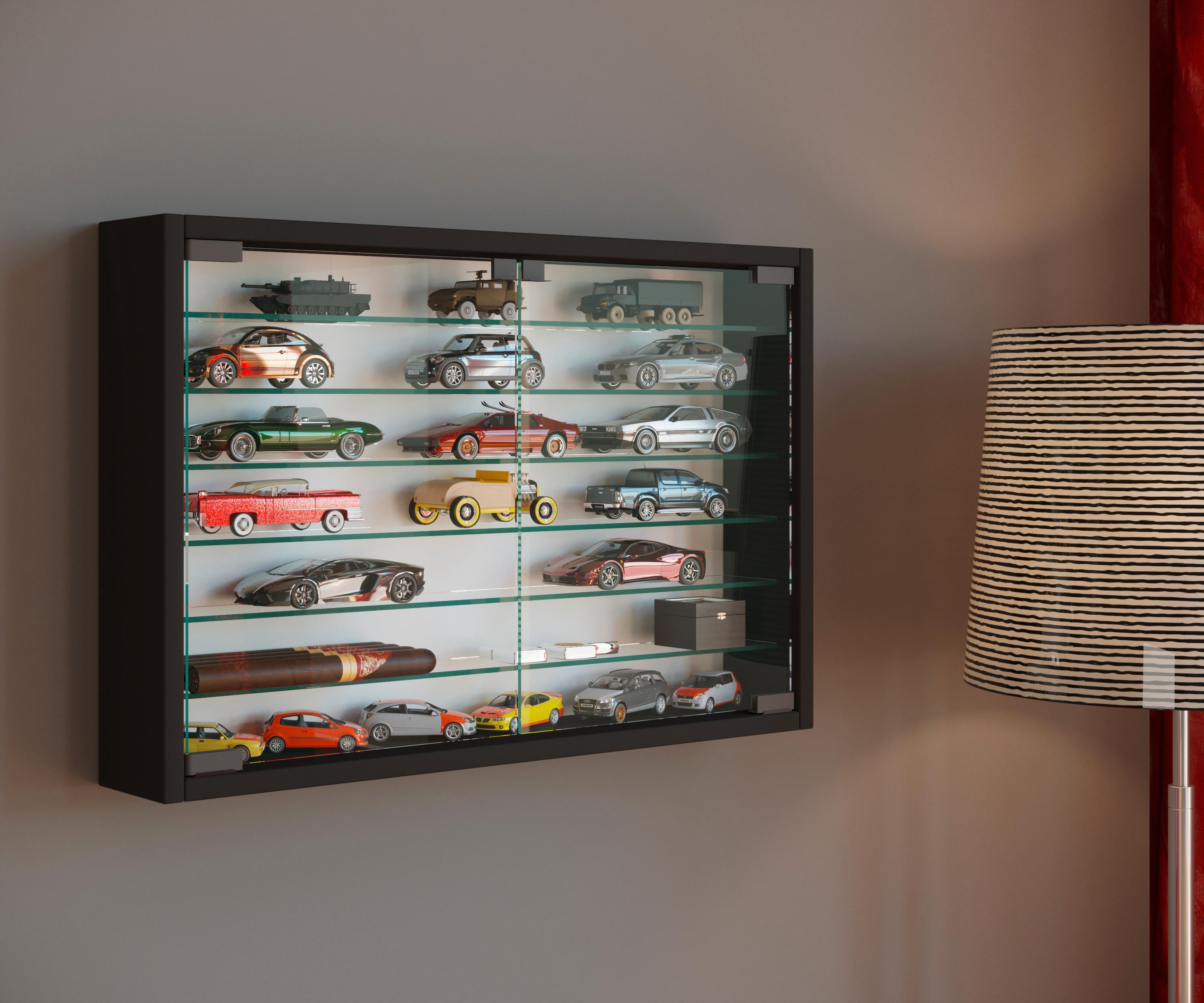 Hängevitrine Mandosa XL B: 60 cm Schwarz - Schwarz, MODERN, Glas/Holzwerkstoff (60/40/10cm) - MID.YOU