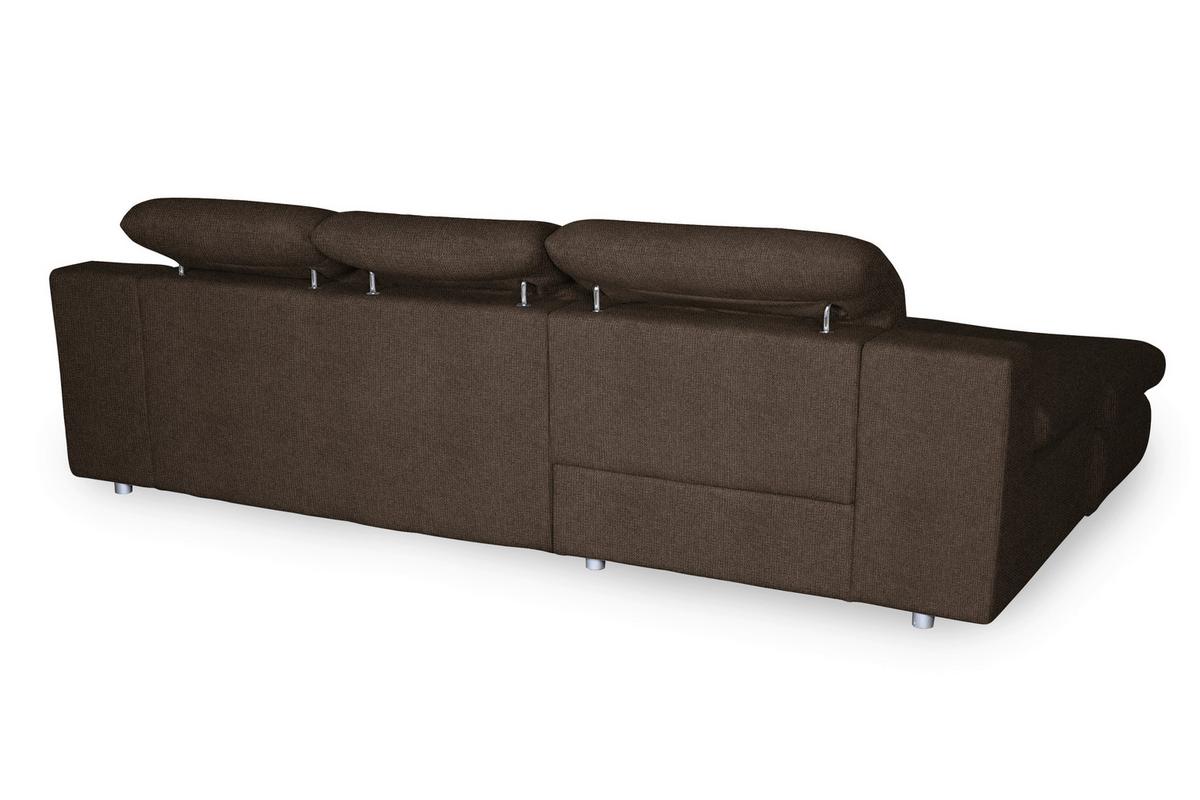 Ecksofa Isona Braun Chenille - Chromfarben/Braun, Design, Textil (165/286cm) - Livetastic
