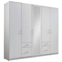 Drehtürenschrank mit Spiegel + Laden 225cm Fly, Weiß - Weiß, Design, Glas/Holzwerkstoff (225/210/58cm) - MID.YOU