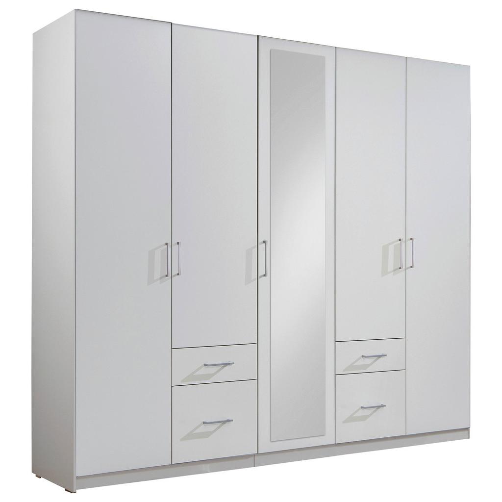 Drehtürenschrank mit Spiegel + Laden 225cm Fly, Weiß