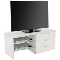 TV STOLÍK MERLIN II NEW - biela/chrómová, Modern, kompozitné drevo/plast (118,4/47/39,5cm)