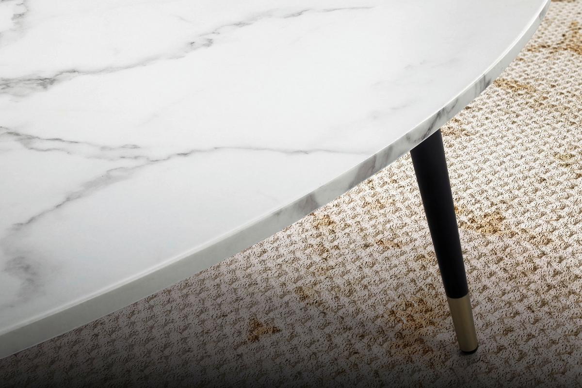 Couchtisch Weiß L: 90 cm - Goldfarben/Schwarz, Design, Holzwerkstoff/Metall (90/60/41cm) - MID.YOU