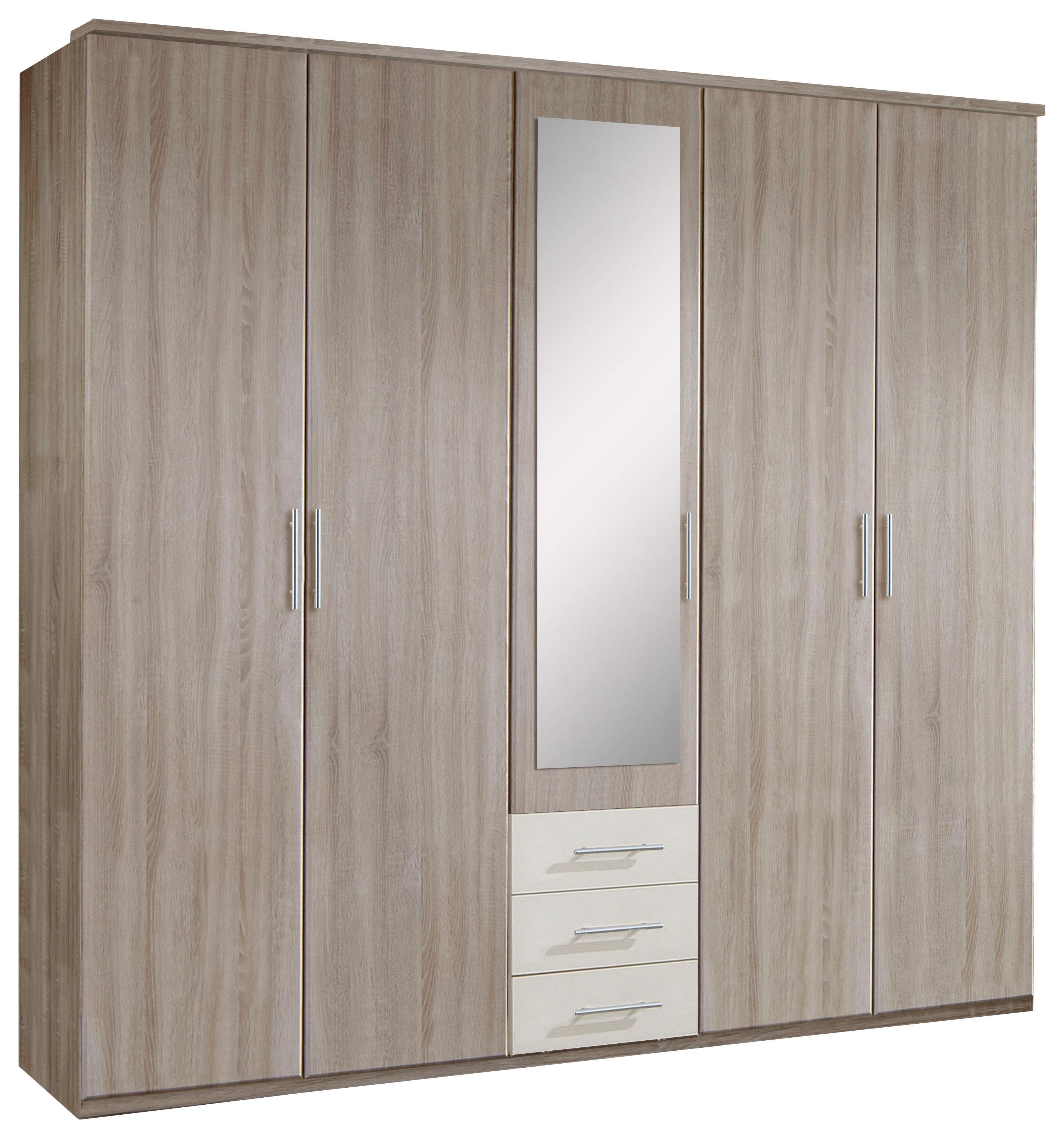 Kleiderschrank Ben B: ca. 225 cm - Eichefarben/Weiß, KONVENTIONELL, Glas/Holzwerkstoff (225/210/58cm) - Carryhome