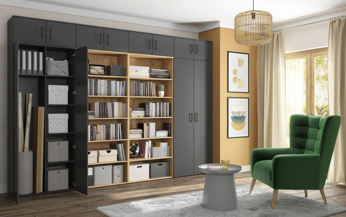 Komód Multistauraum - grafitszürke, Modern, faalapú anyag (80/83/52cm) - Carryhome