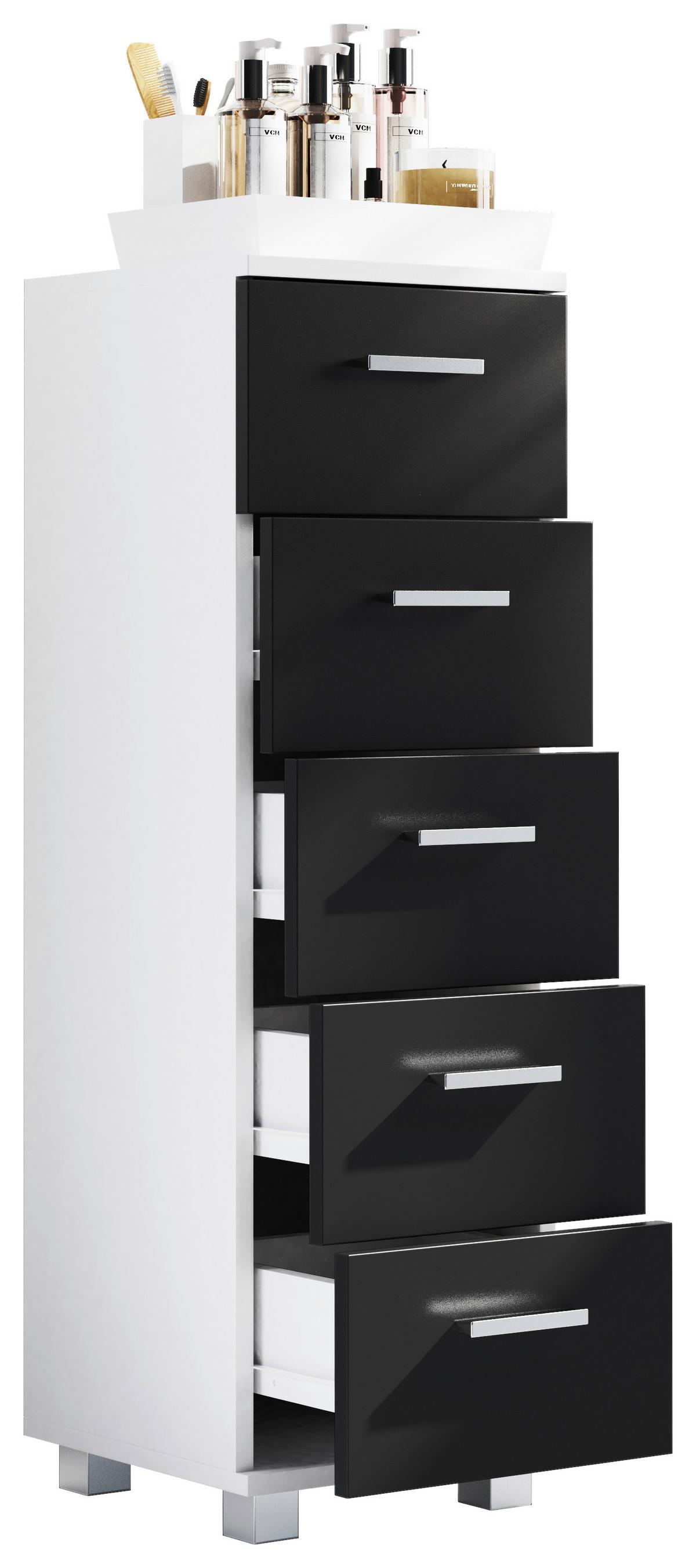 Highboard Zalo M Weiß/schwarz B: 30 Cm - Schwarz/Weiß, MODERN, Holzwerkstoff (30/94/30cm) - MID.YOU