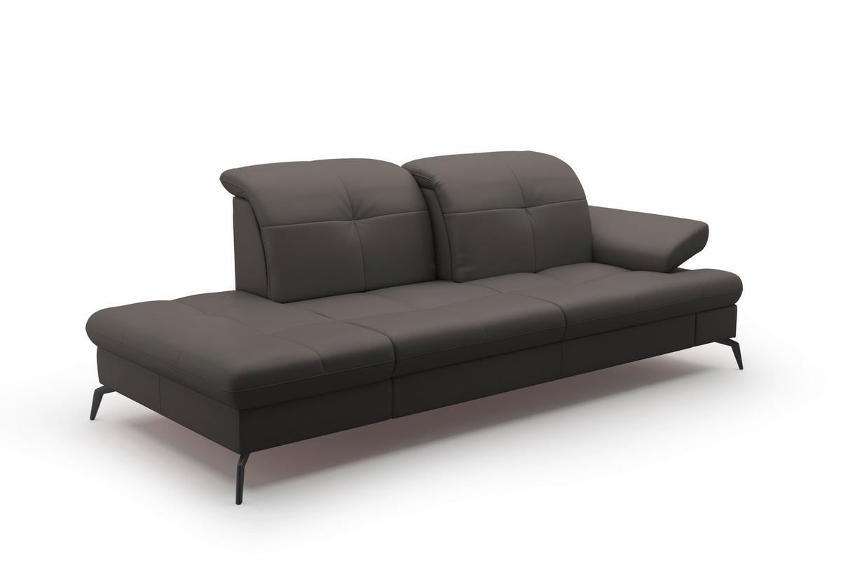 Récamiere Amica E, Anthrazit B: 231 Cm - Anthrazit/Schwarz, KONVENTIONELL, Leder/Textil (231/90/122cm) - Sit & More