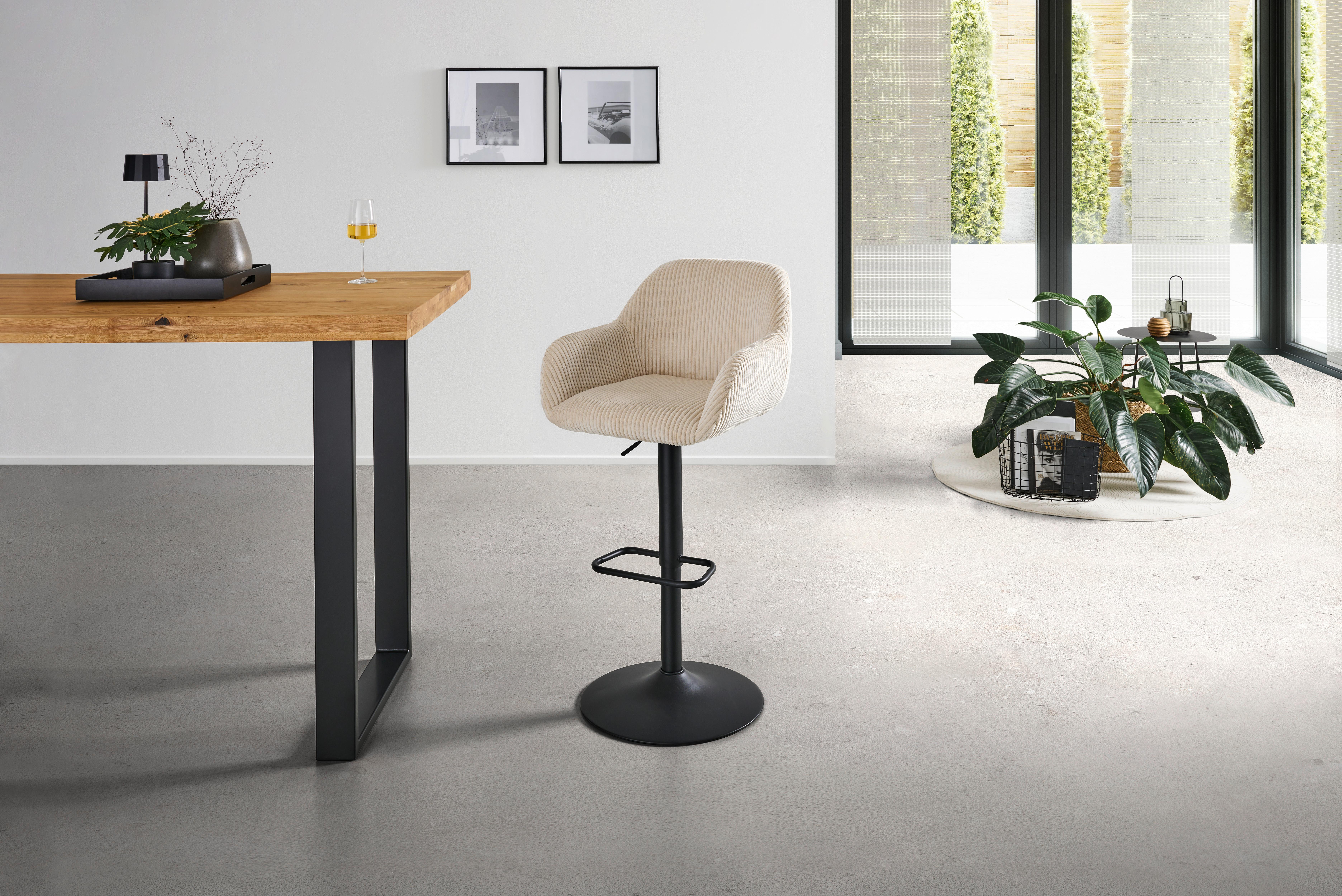 Barhocker-set Kiana - Beige/Schwarz, LIFESTYLE, Textil/Metall (44/95-117/55cm) - Livetastic
