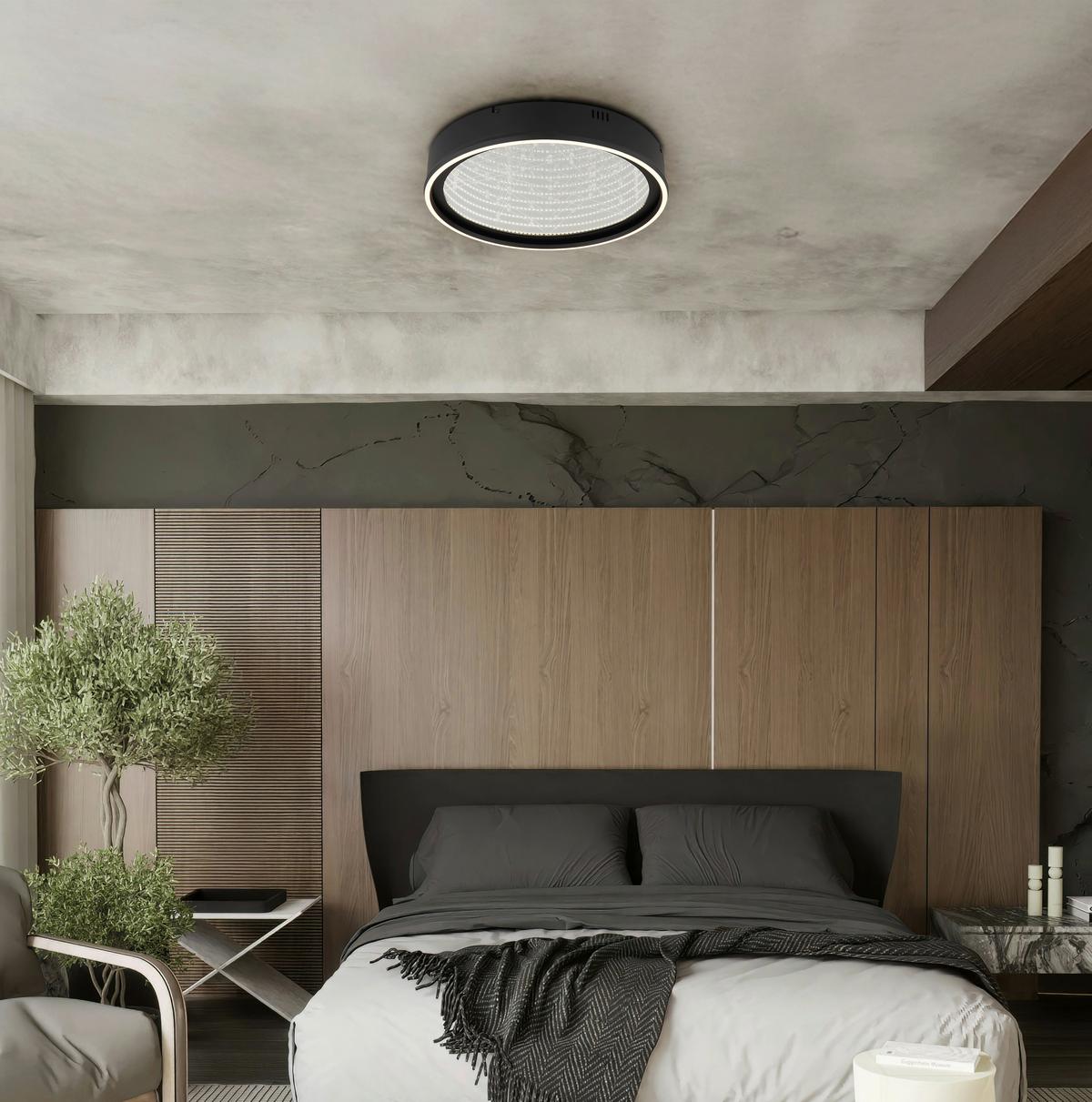 LED-Deckenleuchte Memory-Funktion - Klar/Schwarz, Design, Glas/Kunststoff (51,5/8,5cm) - Globo