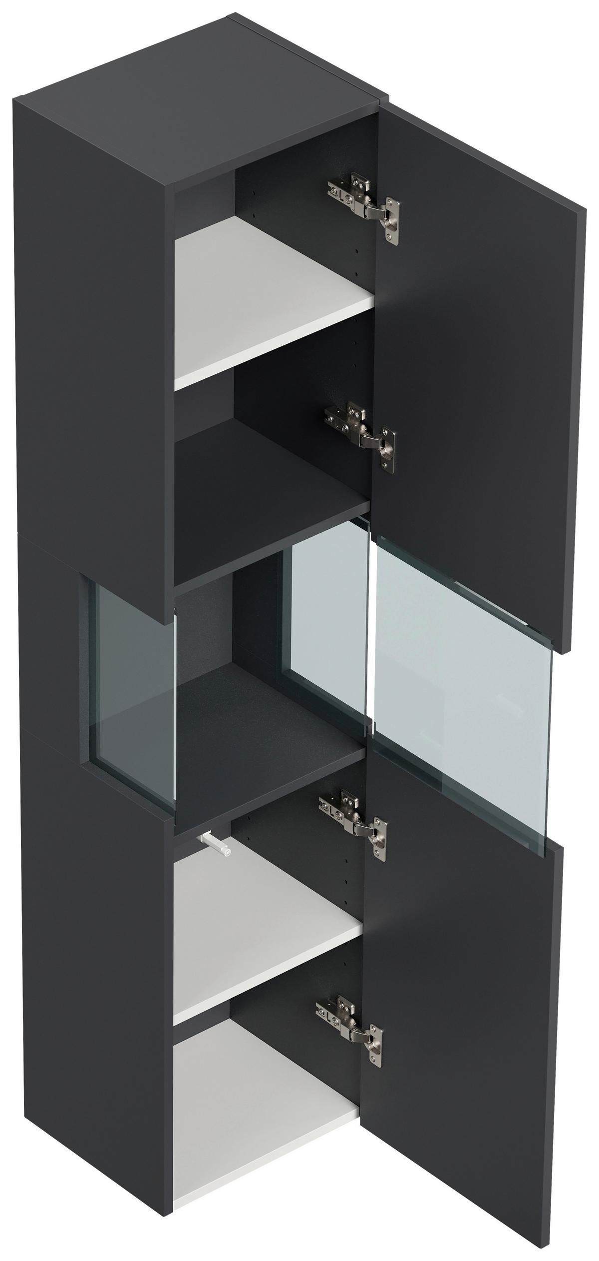 Hochschrank Limes Graphitfarben B: 35,2 cm - Graphitfarben, MODERN, Glas/Holzwerkstoff (35,2/150/30cm) - MID.YOU