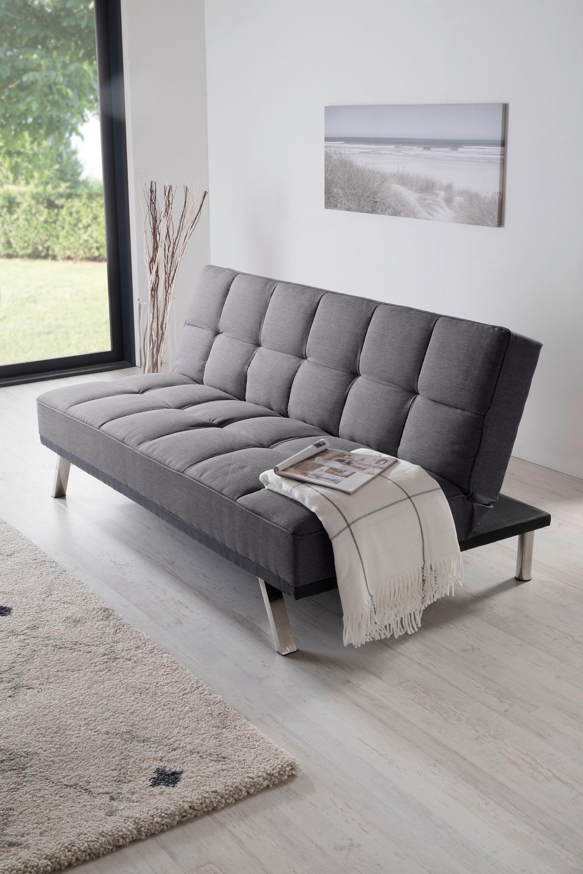 Kanapéágy Roma - nemesacélszínű/antracit, Basics, textil/fém (179/84/96cm) - Ondega