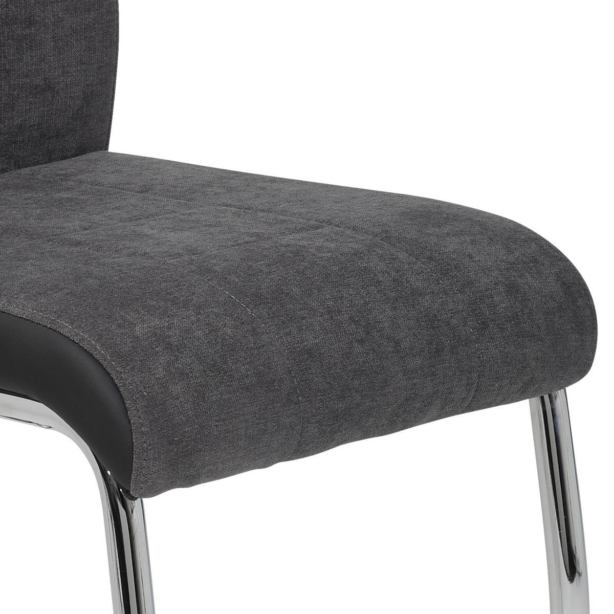 Schwingstuhl Alina S Anthrazit Gepolstert 4er-Set - Chromfarben/Anthrazit, MODERN, Textil/Metall (43/98/59cm) - MID.YOU